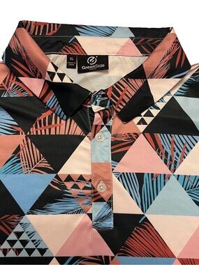 Greenside Golf Men's Geo Triangle Polo Pink, Blue & Black